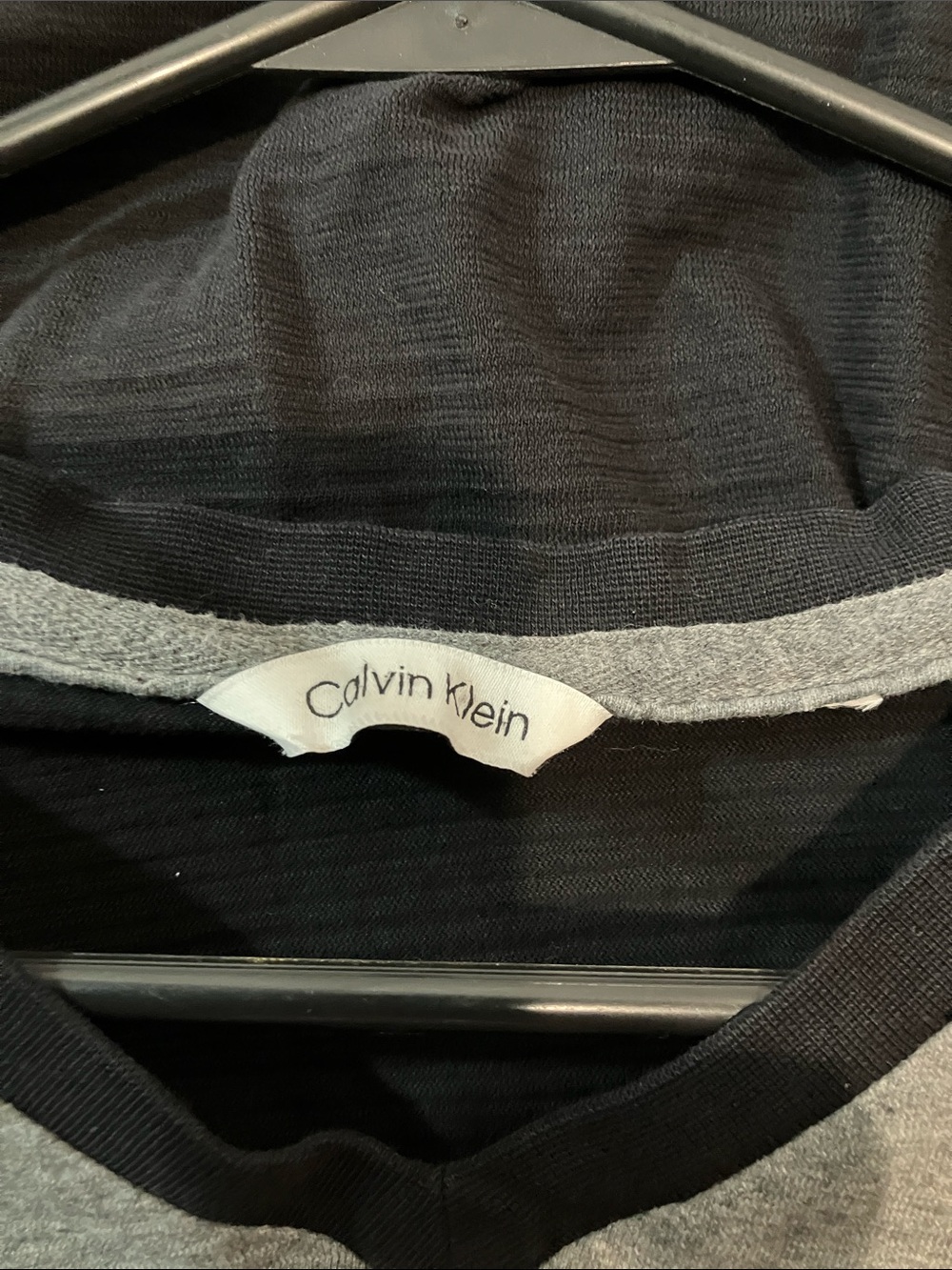 Calvin Klein Men’s Two-Tone V-Neck Tee - Black & Gray - Picture 2 of 9